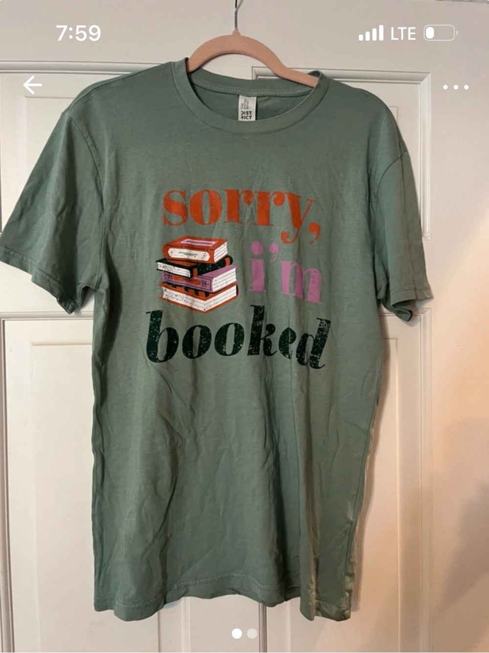 Sorry I'm Booked Graphic Tee - Sage Green